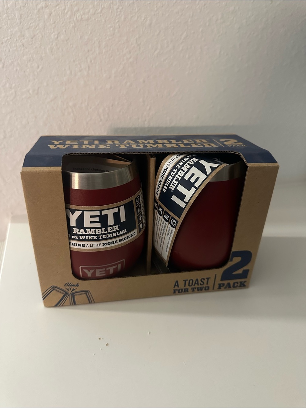 Yeti Rambler 10 oz Wine Tumblers - Burgundy Red, Stainless Trim (2-Pack)
